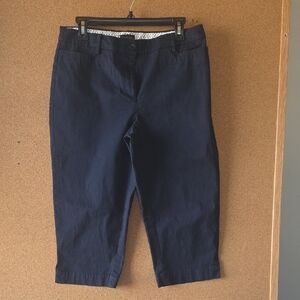Talbots Dark Blue Buttoned Cotton Capri Pants Size 10P